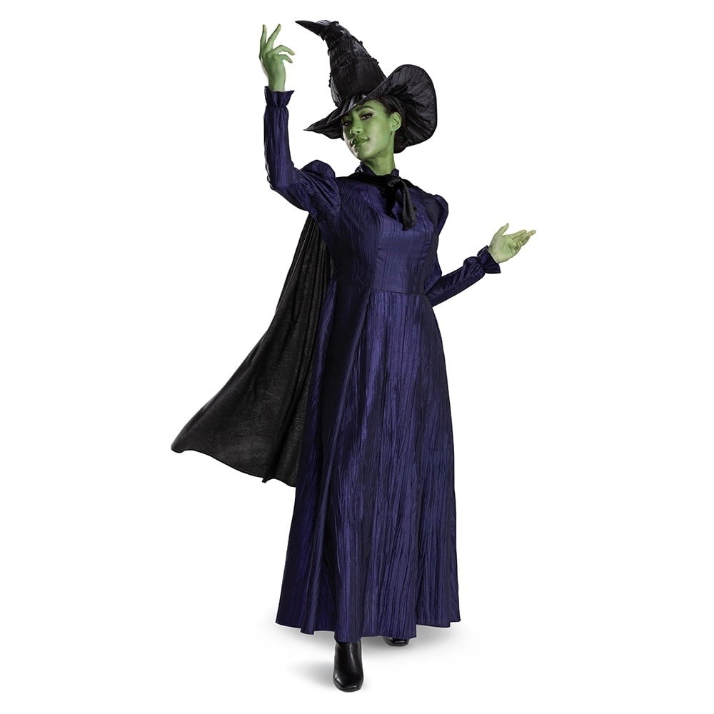 Wicked Elphaba Deluxe Costume Women S 4-6 Black Dress Cape Hat Disguise